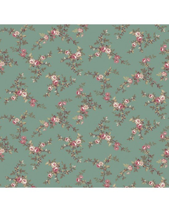 Tecido Estampado Floral Di Rose cor - 01 (Verde)